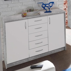 Preisbrecher Kommode Standschrank Anrichte Sideboard Beistellschrank Holzkommode Olli VII Beton / Weiß 150196-0004
