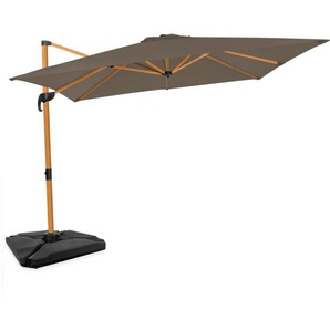 Premium Ampelschirm Pisogne 300x300 cm – Inkl. Schirmplatten, Kreuzfuß & Schutzhülle – Quadratischer Schirm – 360° drehbar – Neigbar – UV-beständiger