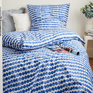 Premium-Baumwoll-Bettwäsche - blau - 100% Baumwolle - - Maße: 135 x 200 cm