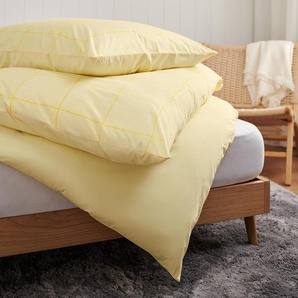 Premium-Baumwoll-Bettwäsche - hellgelb - 100% Baumwolle - - Maße: 155 x 220 cm