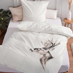 Premium-Baumwoll-Bettwäsche - weiß - 100% Baumwolle - - Maße: 155 x 220 cm