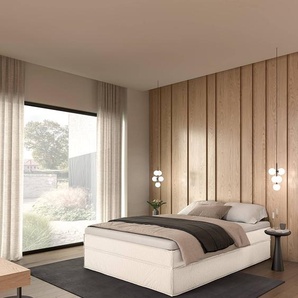 Premium Boxspringbett 140 x 200cm Strukturstoff Gesa Weiß/Weiß H3