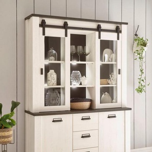 Home affaire Buffet SHERWOOD Holz Dekor, mit Scheunentorbeschlag und Apothekergriffen, Breite 133cm