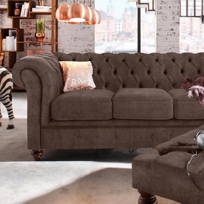 Home affaire Chesterfield-Sofa Chesterfield 3-Sitzer B/T/H: 198/89/74 cm, mit hochwertiger Knopfheftung, auch in Leder