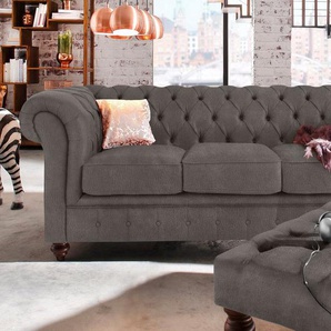 Home affaire Chesterfield-Sofa Chesterfield 3-Sitzer B/T/H: 198/89/74 cm, mit hochwertiger Knopfheftung, auch in Leder