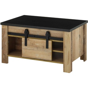 Home affaire Couchtisch SHERWOOD, modernes Holz Dekor, mit Scheunentorbeschlag aus Metall, Breite 93 cm