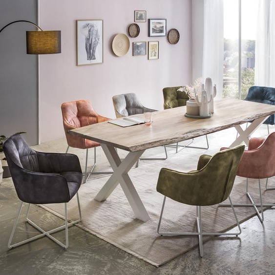 Esstische von Baur Preisvergleich | Moebel 24 Esstisch Manhattan mit Holztischplatte + Metallfuss Design