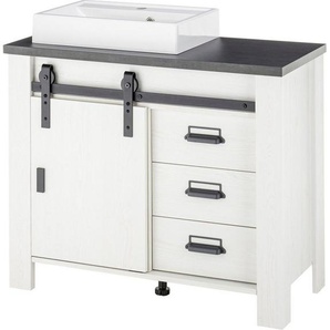 Home affaire Waschtisch SHERWOOD (1-St), Holz, Scheunentorbeschlag und Apothekergriffe aus Metall, Höhe 91 cm