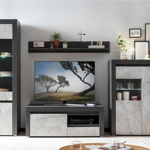 Home affaire Wohnwand Stone Marble, (4-St), bestehend aus vier Möbelstücken, in grifflosen Design, Breite 319 cm
