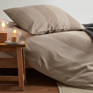 Premium-Edelflanell-Bettwäsche - Beige - 100% Baumwolle - - Maße: 135 x 200 cm