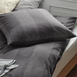 Premium-Edelflanell-Bettwäsche - grau - 100% Baumwolle - - Maße: 135 x 200 cm