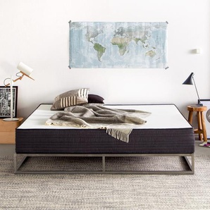 Premium Komfortmatratze 100 x 200cm Kern: Faserschaum & Gel Bezug Liegefläche: Doppeltuch Bezug Border & Unterboden: Webstoff Grau/Weiß