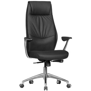 Premium Schreibtischdrehstuhl in Schwarz & Chrom hoher Lehne