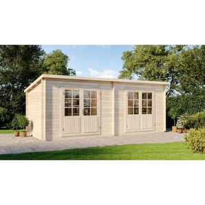 Premium Set Gartenhaus Maria Twin 2-Raum inkl. Montage Gartenhaus aus Holz, Holzhaus mit 40 mm Wandstärke, Blockbohlenhaus mit Montagematerial