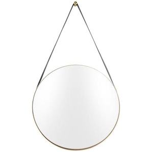Present Time Balanced Spiegel mit Lederriemen - goldfarbener Rand - Ø 47 cm