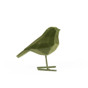 Present Time Bird Deko-Statue klein - flocked dark green - 13,5 x 7,5 x 17 cm
