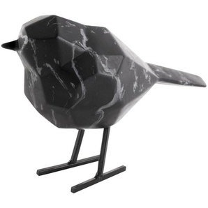 Present Time Bird Marble Deko-Statue - print black - 13,5x7,5x17 cm
