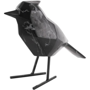 Present Time Bird Marble Deko-Statue - print black - 18,5x9x24 cm