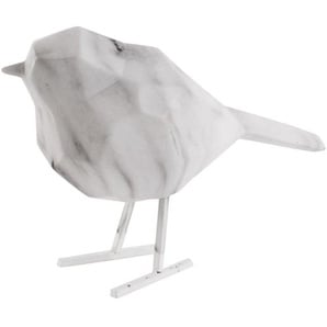 Present Time Bird Marble Deko-Statue - print white - 13,5x7,5x17 cm
