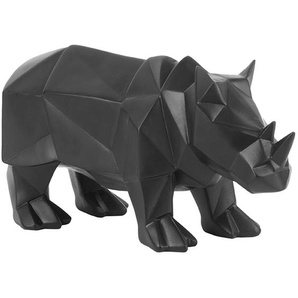 Present Time Origami Rhino Deko-Statue - matt black - 29,5x11,6x14,5 cm