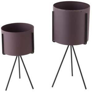 Present Time Pedestal Pflanztopf-Set - 2-teilig - dark purple - Ø 10,5 - H 22 cm / Ø 12,5 - H 29,5 cm