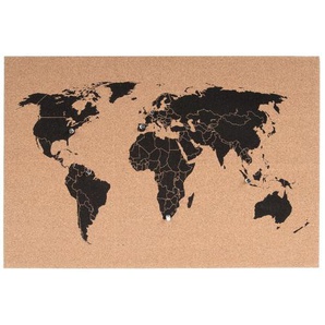 Present Time World Map Kork-Pinnwand mit 12 Pins - korkbraun - 60x40 cm