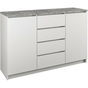 Pressiode Kommode mit 4 Schubladen 2 Schränke 120cm Klamotenschrank Sideboard Anrichte hol p4b plus 2 120cm weiß - beton