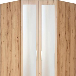 Eckkleiderschrank PRIESS Husum Schränke Gr. mit Spiegel, beige (astkernbuchefarben) Eckschränke Schränke