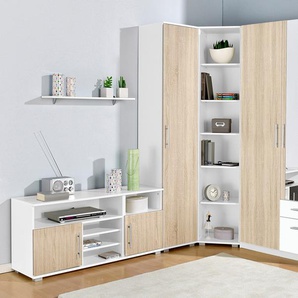 Jugendzimmer-Set PRIESS Schlafzimmermöbel-Sets Gr. mit 2-trg. Kleiderschrank, weiß (weiß, struktureichefarben hell) Baby Komplett-Kinderzimmer