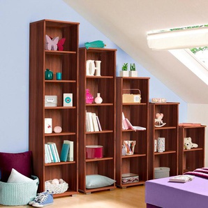 Regal PRIESS, braun (nussbaumfarben), B:41cm H:135cm T:38cm, Holzwerkstoff, Regale, Standregal