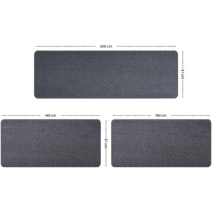 Bettumrandung PRIMAFLOR-IDEEN IN TEXTIL MACAO Gr. B/L (Brücke): 67 cm x 140 cm (2 St.) B/L (Läufer): 67 cm x 200 cm (1 St.), rechteckig, grau (anthrazit) Bettumrandungen Bettvorleger, Läufer-Set für das Schlafzimmer, Uni Farben