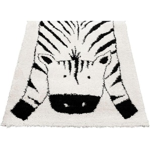 Primaflor-Ideen in Textil Kinderteppich NOMAD - Zebra, rechteckig, Höhe: 35 mm, Hochflor, Motiv Zebra, weich & kuschelig, Kinderzimmer
