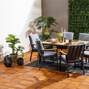 Primaster Dining Möbelset Eukalyptus Shanghai 7-teilig mit Tisch und Stühlen GLO691153041
