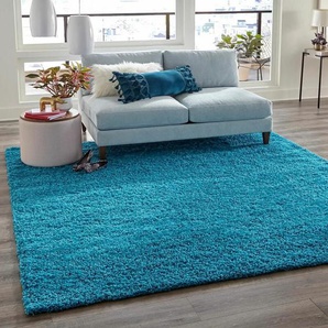Prime Shaggy Hochflor Langflor Teppich Einfarbig Modern Türkis,300x400 cm