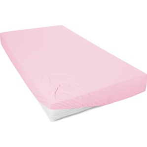 Spannbettlaken PRIMERA Mako-Feinjersey Bettlaken Gr. B/L: 140-160 cm x 200 cm (1 St.), Mako-Jersey, 22 cm, rosa Jersey-Spannbettlaken Spannbettlaken Laken weiche Jersey Qualität aus reiner Baumwolle