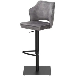 Primo Barhocker in samtigem Velours Ginger - grau - Materialmix - 47,5 cm - 112,5 cm - cm 51,0 | Möbel Kraft