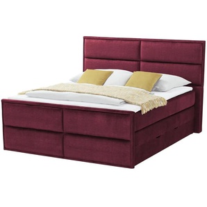 Boxspringbett mit Bettkasten - rot - Materialmix - 197 cm - 136 cm | Möbel Kraft