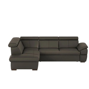 Primo Ecksofa aus Echtleder Town - braun - Materialmix - 264 cm - 76 cm - cm 210,0 | Möbel Kraft