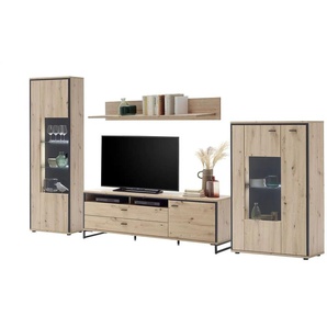 Primo Wohnkombination Argon - holzfarben - Materialmix - 339 cm - 210 cm - cm 50,0 | Möbel Kraft