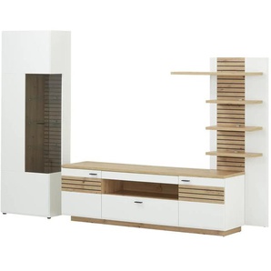 Primo Wohnkombination Fresno - weiß - Materialmix - 296 cm - 201 cm - cm 47,0 | Möbel Kraft