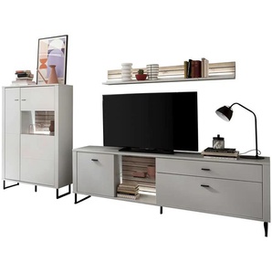 Primo Wohnkombination Leni - grau - Materialmix - 310 cm - 185 cm - cm 44,0 | Möbel Kraft