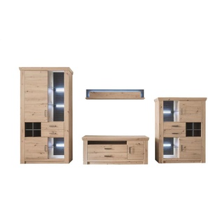 Primo Wohnkombination Marian - holzfarben - Materialmix - 371 cm - 211 cm - cm 55,0 | Möbel Kraft