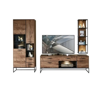 Primo Wohnkombination New York - holzfarben - Materialmix - 309 cm - 196 cm - cm 48,0 | Möbel Kraft