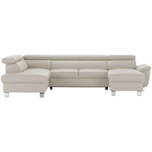 Primo Wohnlandschaft aus Echtleder - grau - Materialmix - 315 cm - 90 cm - cm 208,0 | Möbel Kraft