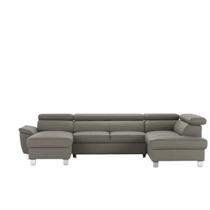 Primo Wohnlandschaft aus Echtleder - grau - Materialmix - 315 cm - 90 cm - cm 208,0 | Möbel Kraft