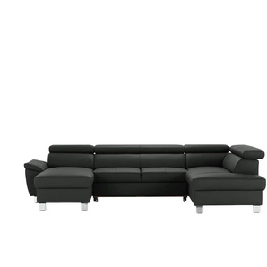 Primo Wohnlandschaft aus Echtleder - schwarz - Materialmix - 315 cm - 90 cm - cm 208,0 | Möbel Kraft
