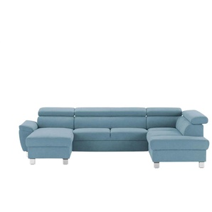 Primo Wohnlandschaft aus Mikrofaser Avola - blau - Materialmix - 318 cm - 90 cm - cm 208,0 | Möbel Kraft