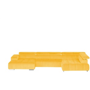 Primo Wohnlandschaft aus Samt - gelb - Materialmix - 409 cm - 70 cm - cm 225,0 | Möbel Kraft