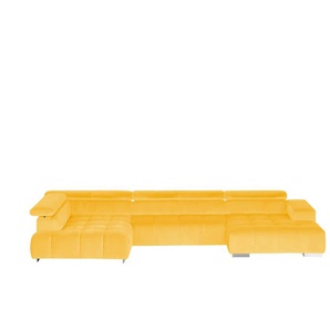 Primo Wohnlandschaft aus Samt - gelb - Materialmix - 409 cm - 70 cm - cm 225,0 | Möbel Kraft