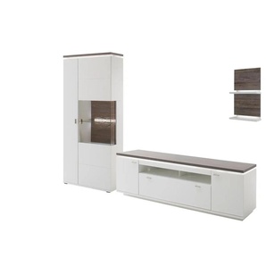Primo Wohnwand Aurelia - weiß - Materialmix - 310 cm - 208 cm - cm 50,0 | Möbel Kraft